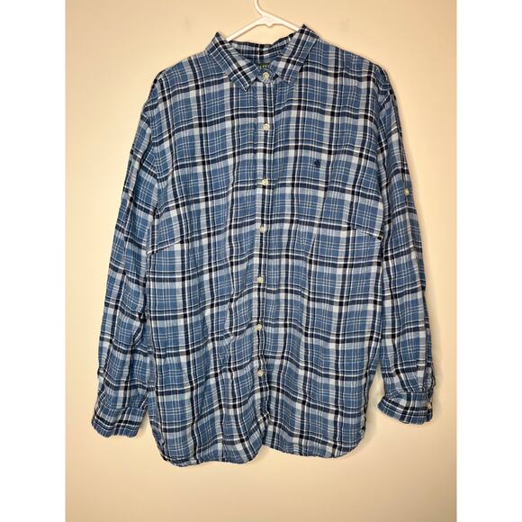 Lauren Ralph Lauren Tops - Lauren Ralph Lauren Dusty Blue Plaid Country Ranch Linen Old Money Shirt 3X